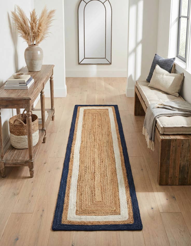 Detail image of 2' x 8' Handmade Braided Jute Runner Rug