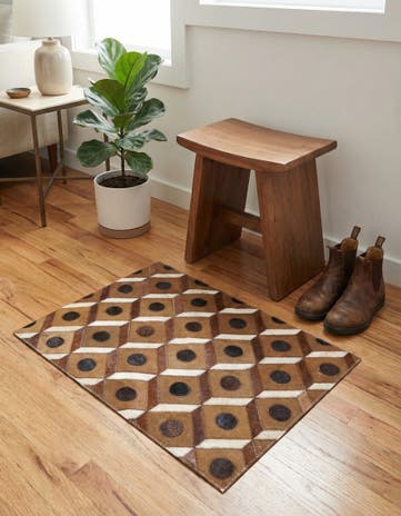 2' x 3' Cowhide Leather Rug