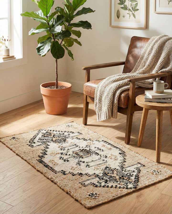 2' x 3' 1 Hand Woven Kala Handwoven Jute Rug