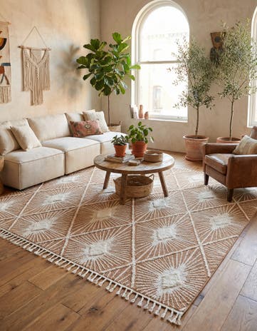 Rust Red Boho Square Rug