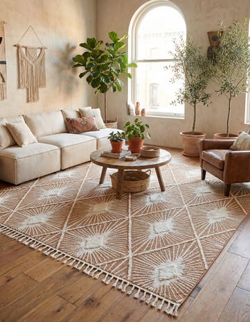 Rust Red Boho Square Rug