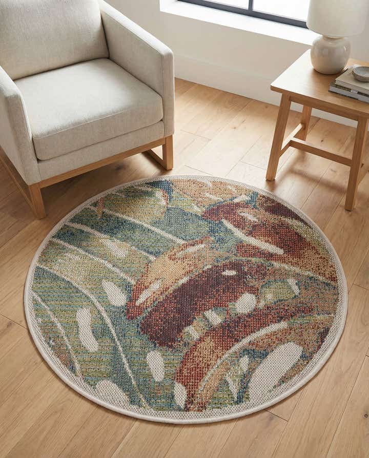 3' 3 x 3' 3 Easy-Clean Baja Indoor / Outdoor Round Rug