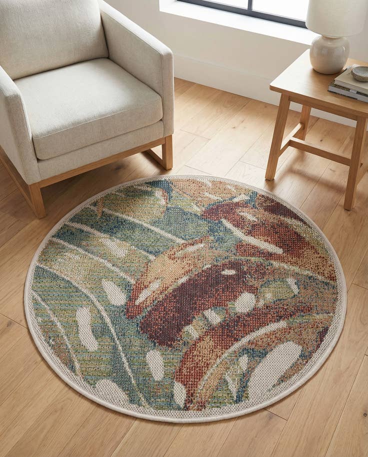 Detail image of 3' 3 x 3' 3 Easy-Clean Baja Indoor / Outdoor Round Rug