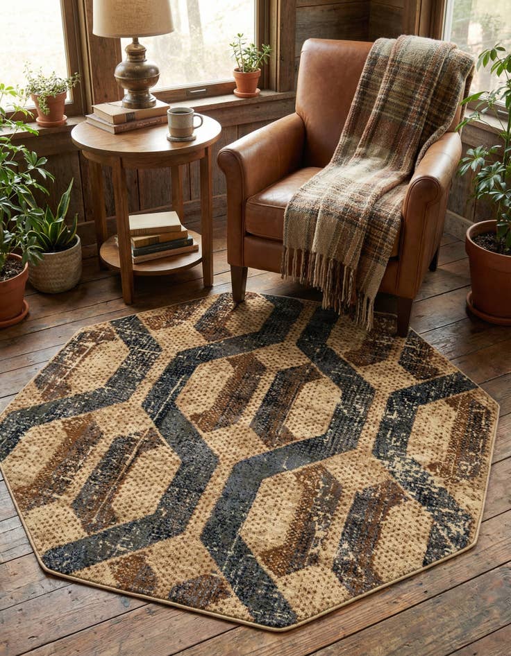 Detail image of 5' 3 x 5' 3 Saturn Octagon Rug