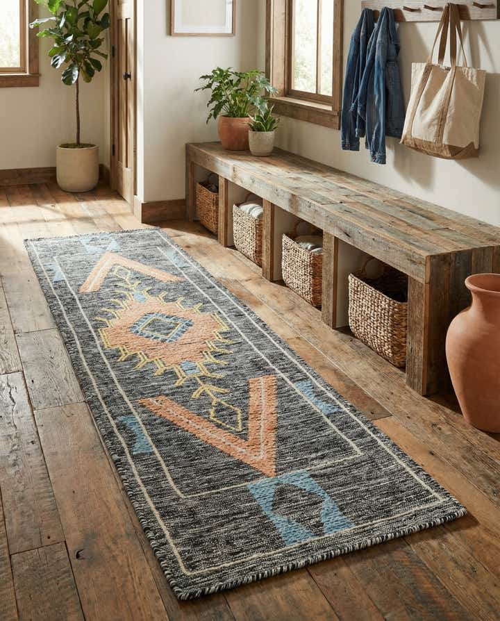2' x 8' Hand Woven Kilim Wool Runner Rug
