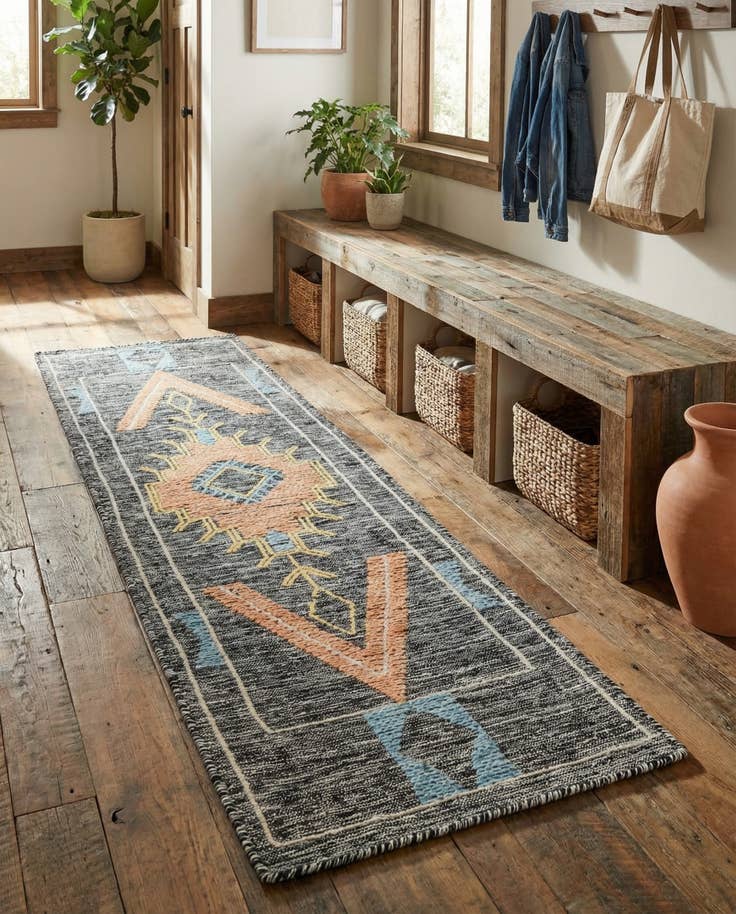 Detail image of 2' x 8' Hand Woven Kilim Wool Runner Rug