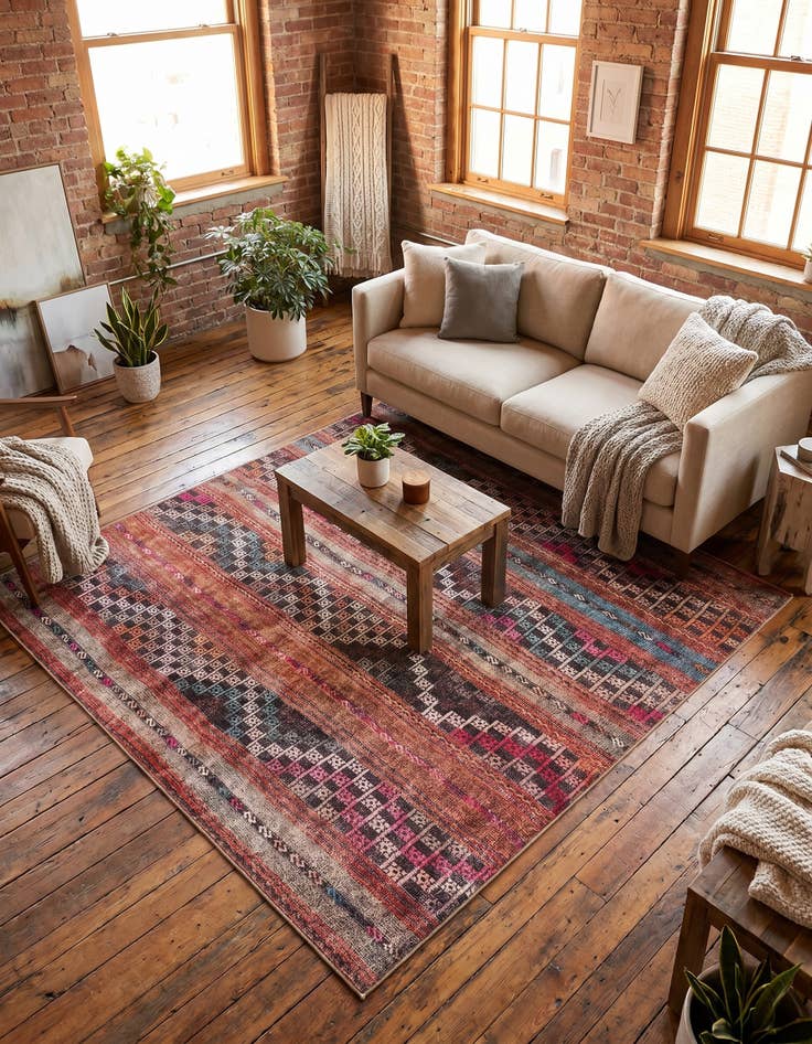 Detail image of 7' 6 x 7' 6 Washable Timeless Square Rug
