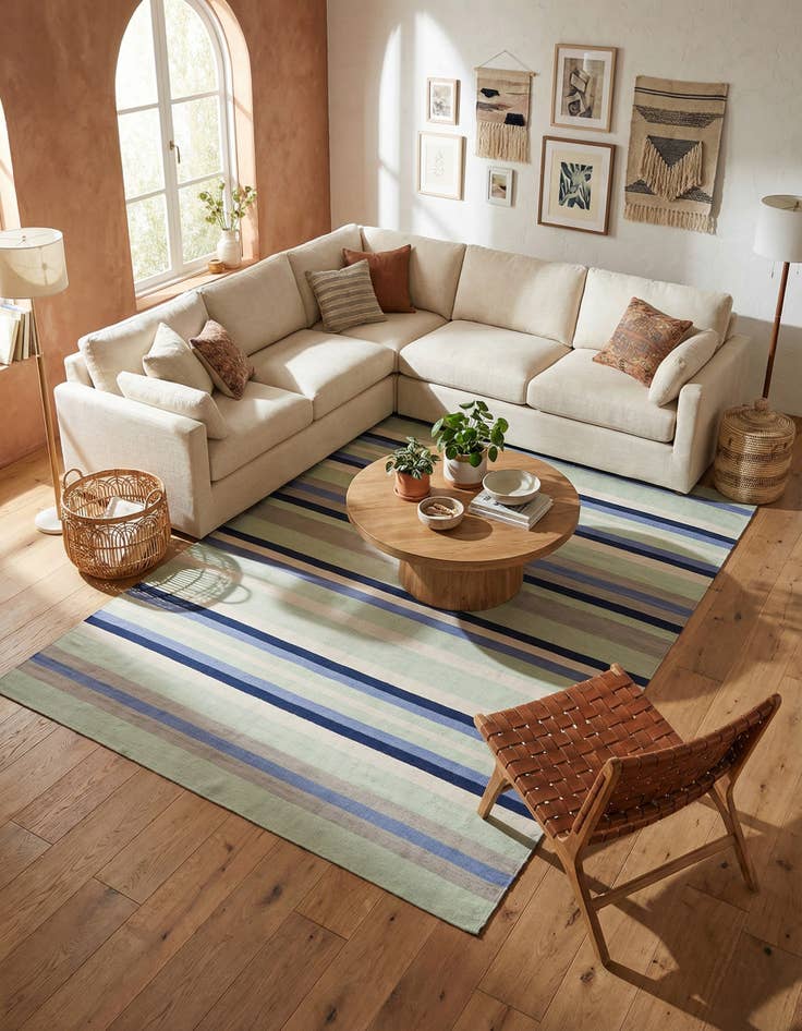 Detail image of 7' 10 x 10' Hand Woven Flatweave Cotton Dhurrie Rug