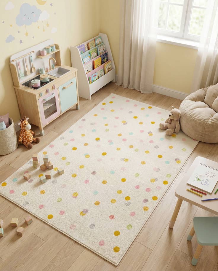 Detail image of 3' 11 x 5' 11 Polka Dot Whimsy Kids Rug
