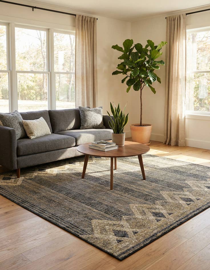 Detail image of 10' x 10'  Washable Modern Indoor / Outdoor Square Rug