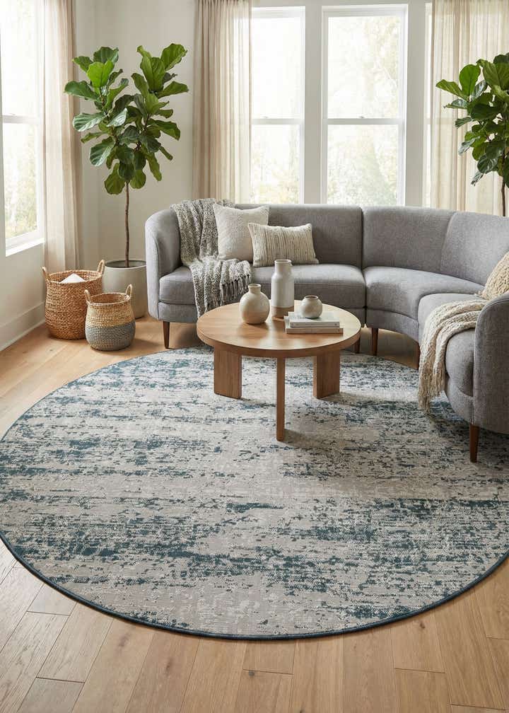 8' x 8' Easy-Clean Modern Indoor / Outdoor Round Rug