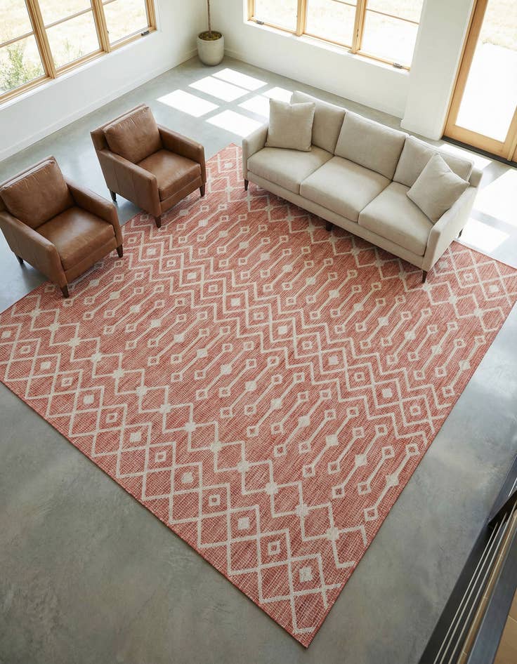 Detail image of 13' x 13' Washable Lattice Indoor / Outdoor Square Rug