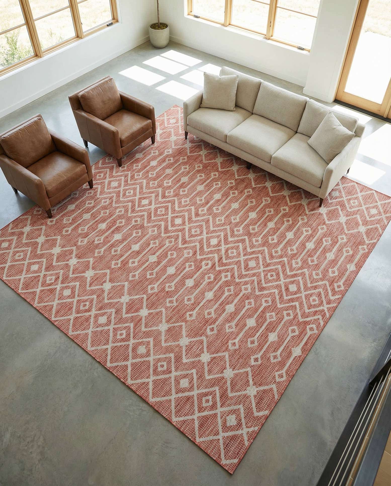 13' x 13' Easy-Clean Lattice Indoor / Outdoor Square Rug