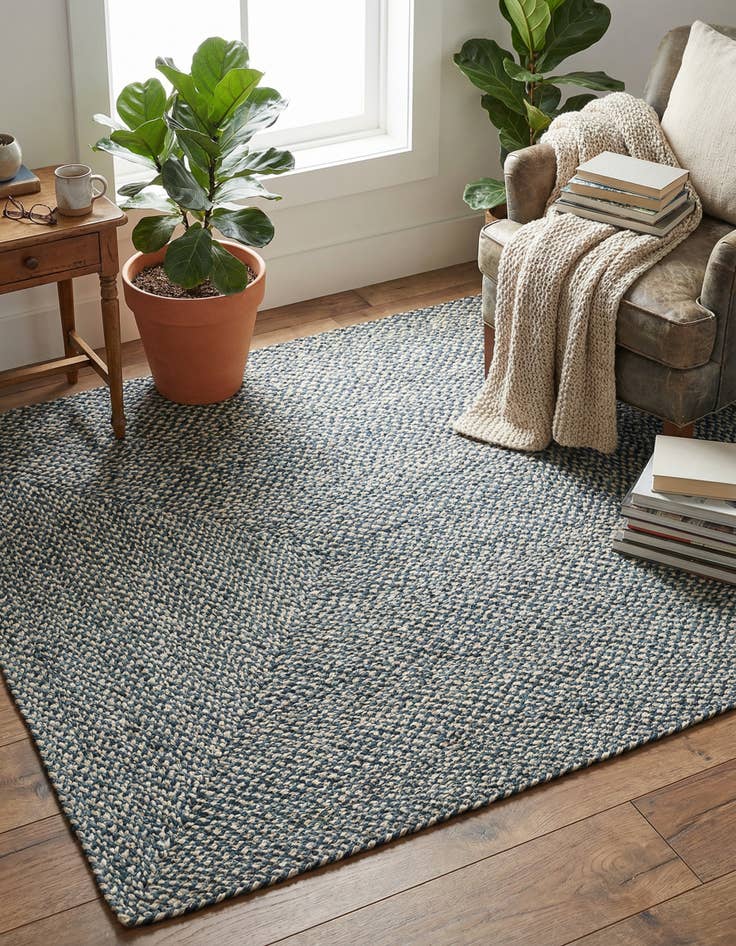 Detail image of 4' 1 x 6' 1 Handmade Tweed Braided Jute Rug