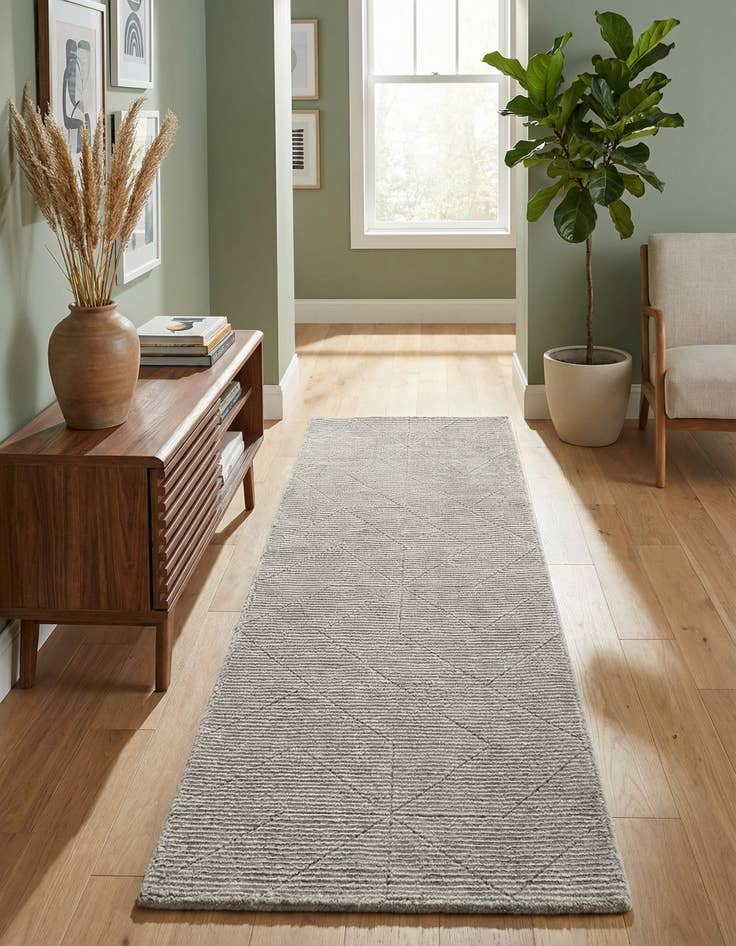 Detail image of 2' x 6' 1 WoolCraft Geometric Runner Rug
