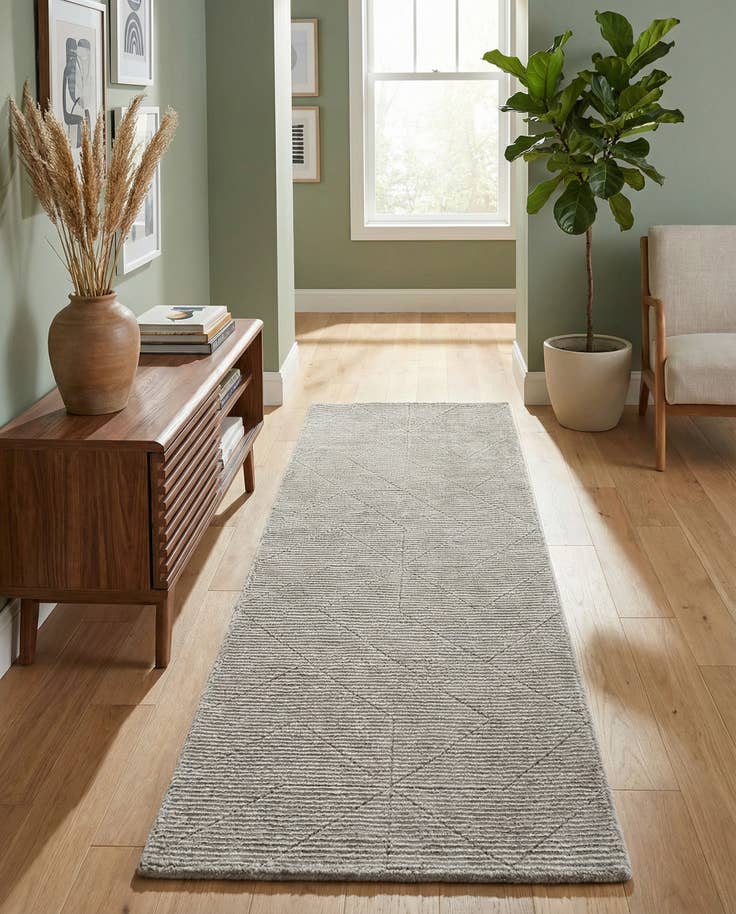 Detail image of 2' x 6' 1 WoolCraft Geometric Runner Rug