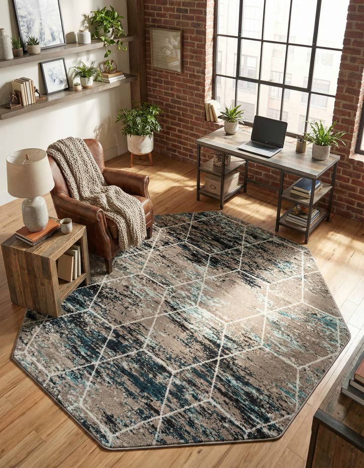 Detail image of 7' x 7' Trellis Frieze Octagon Rug