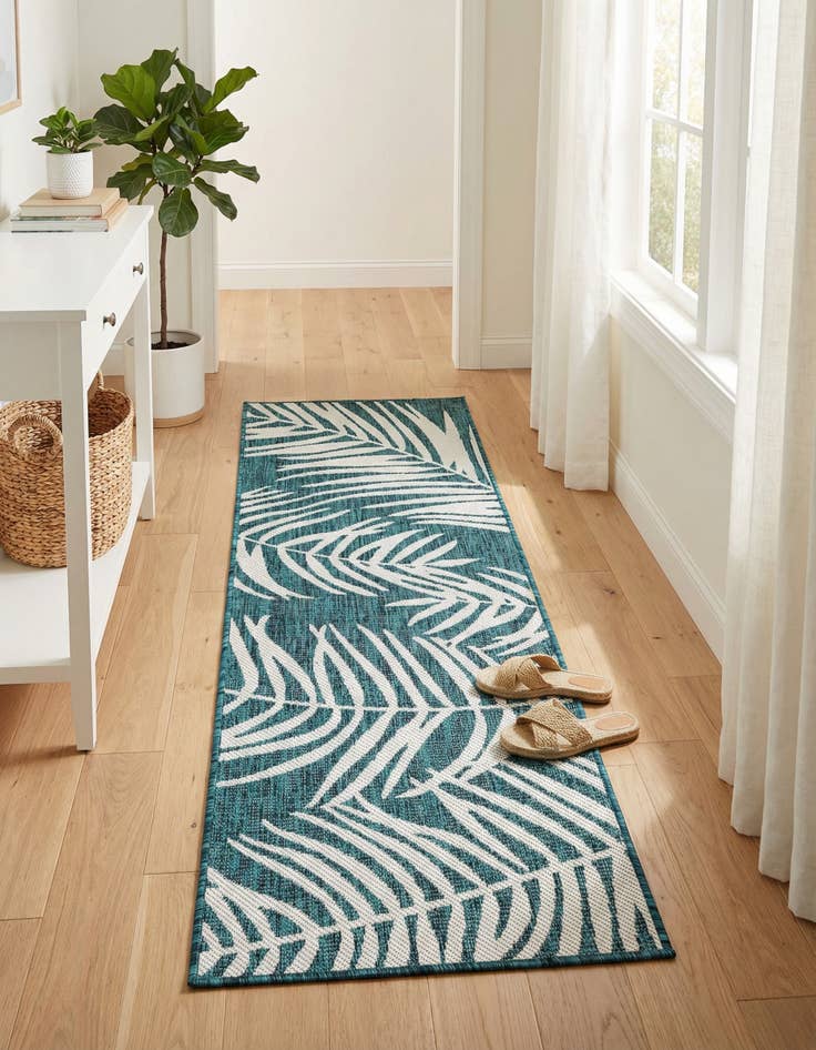 Detail image of 2' x 6' Washable Botanical Indoor / Outdoor Runner Rug