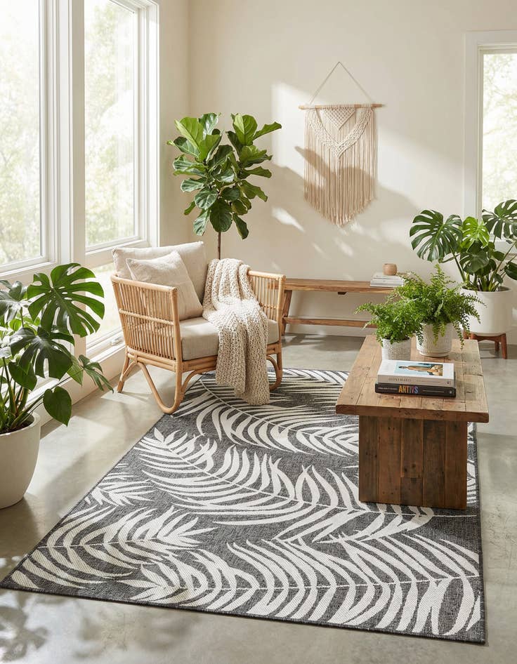 Detail image of 5' 3 x 8' Washable Botanical Indoor / Outdoor Rug