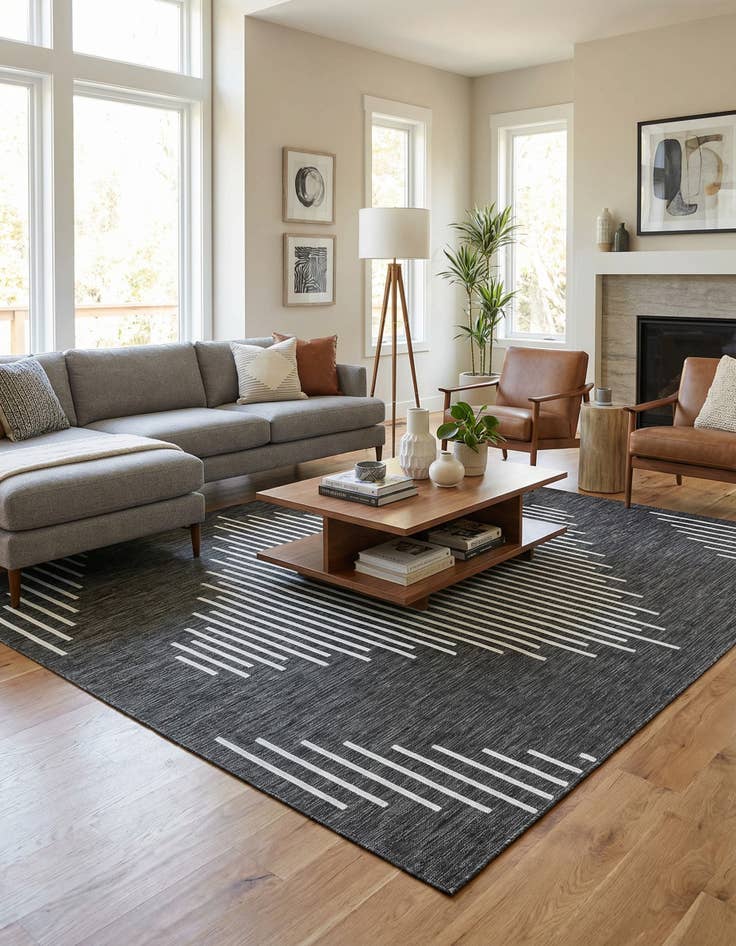 Detail image of 10' x 10'  Washable Modern Indoor / Outdoor Square Rug