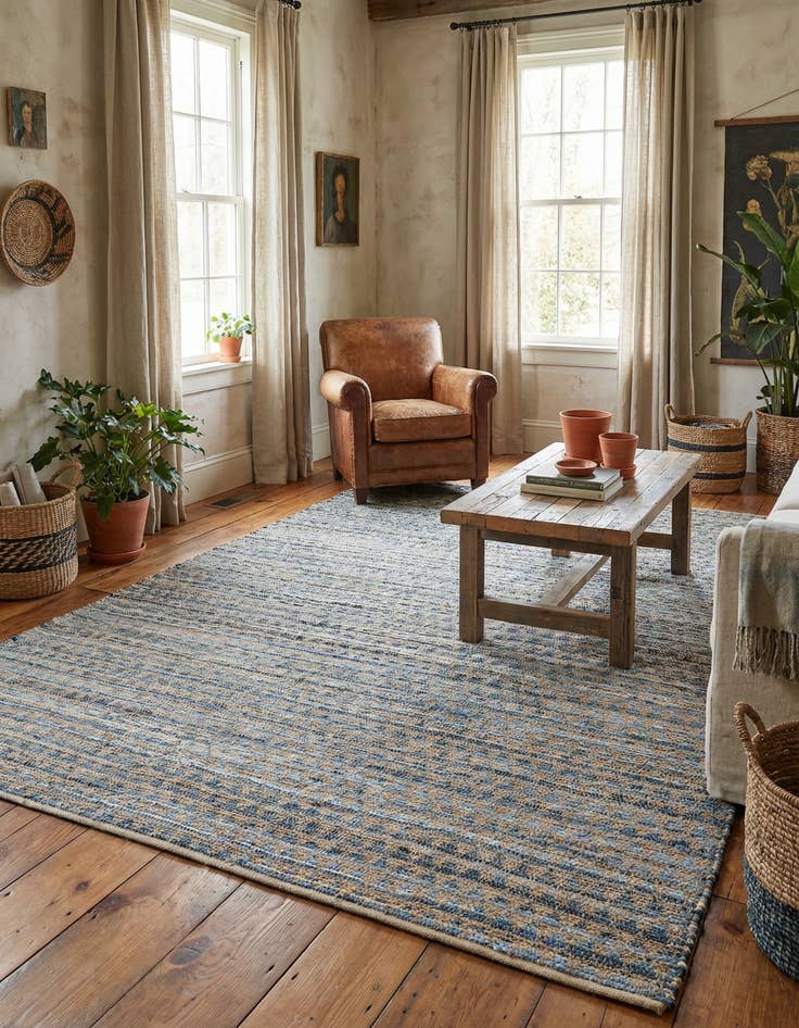 Detail image of 10' x 14' 1 Hand Woven Chindi Jute Rug