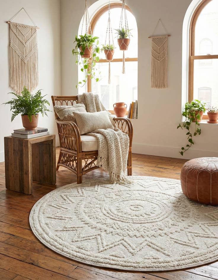 Detail image of 6' x 6' Boho Round Rug