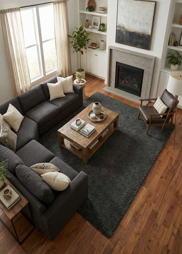 10' x 13' Solid Shag Rug
