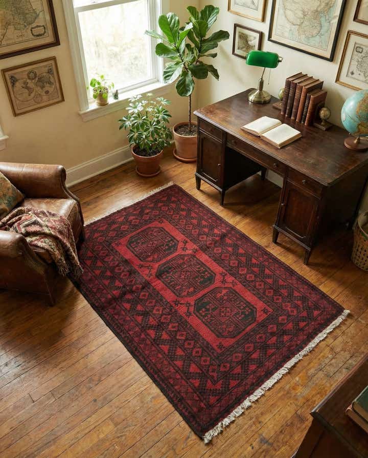 3' 3 x 4' 10 Hand Knotted Afghan Akhche Wool Rug