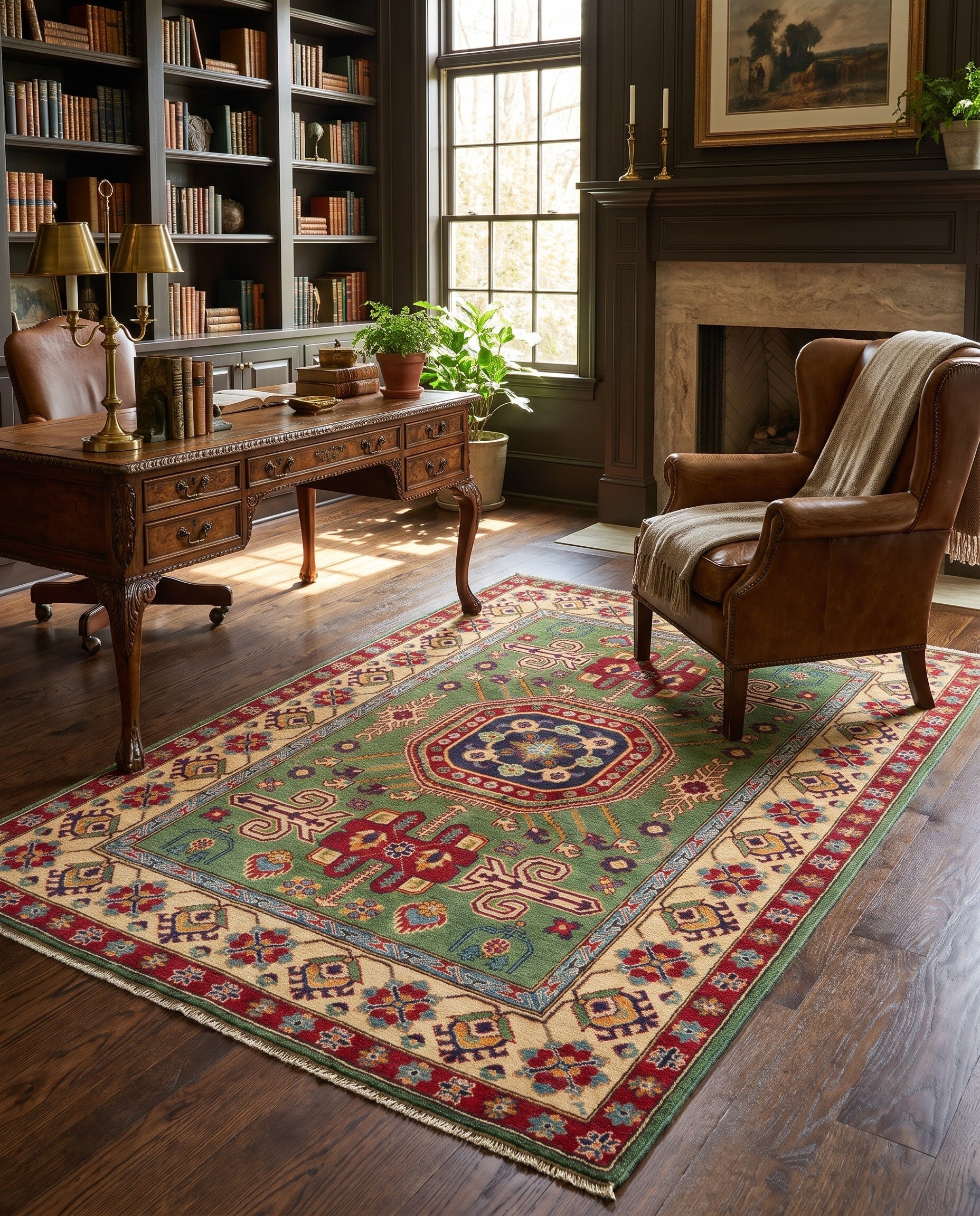 150cm x 215cm Noué main Kazak Tapis