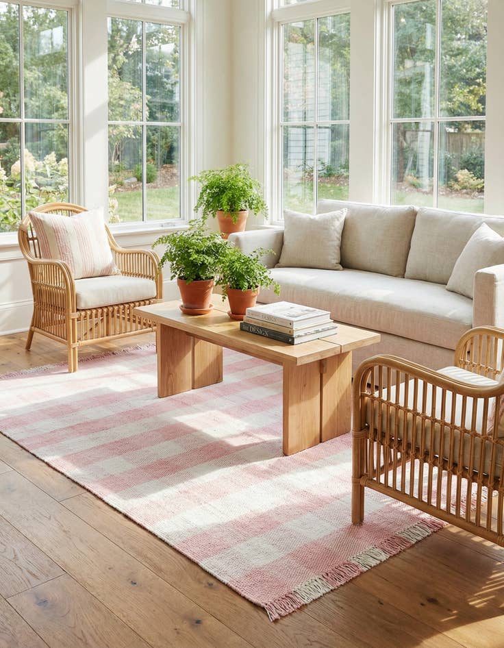 Detail image of 7' 10 x 10' Eco Plaid   Washable Indoor / Outdoor Rug