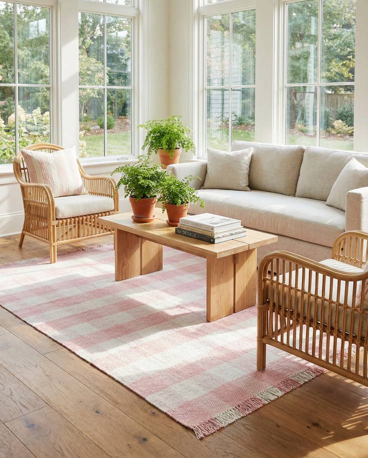 Detail image of 7' 10 x 10' Easy-Clean Eco Plaid Washable Indoor / Outdoor Rug