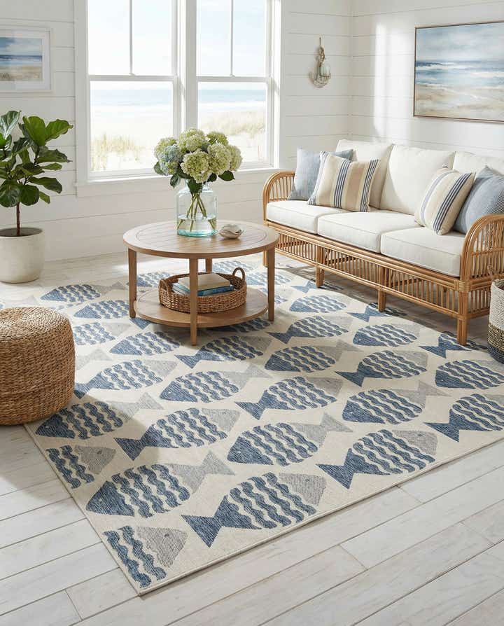 10' x 10' Easy-Clean Coastal Indoor / Outdoor Square Rug