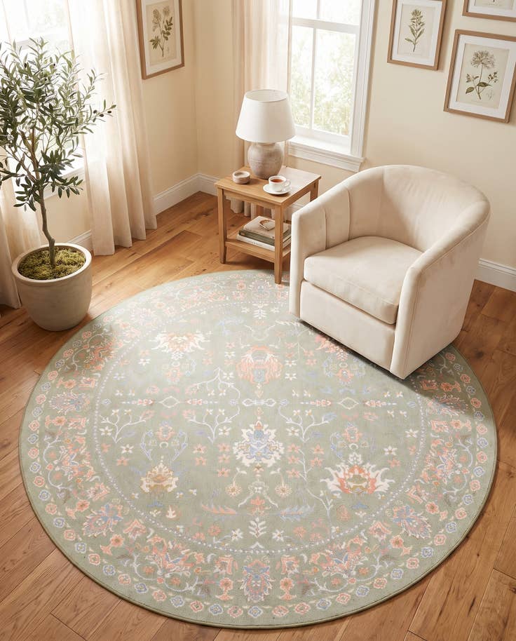 Detail image of 7' 10 x 7' 10 Kamala Washable Round Rug