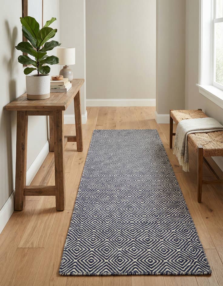 Detail image of 2' x 6' 1  Hand Woven Geo Trellis Flatweave Runner Rug