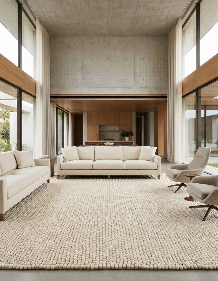 Detail image of 9' x 12'  Hand Woven Felt Ball Wool Rug