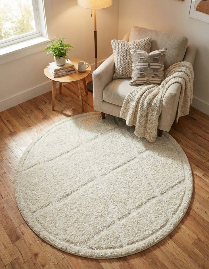 Detail image of 5' 3 x 5' 3 Trellis Shag Round Rug