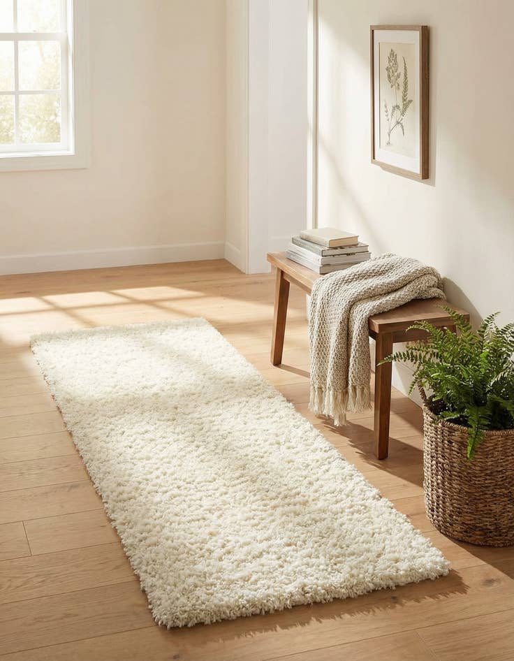 Detail image of 2' x 6' Solid Shag Runner Rug