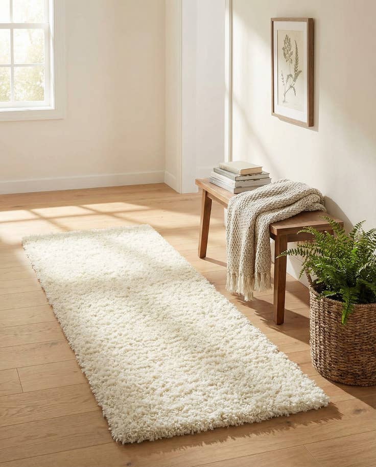 Detail image of 2' x 6' Solid Shag Runner Rug