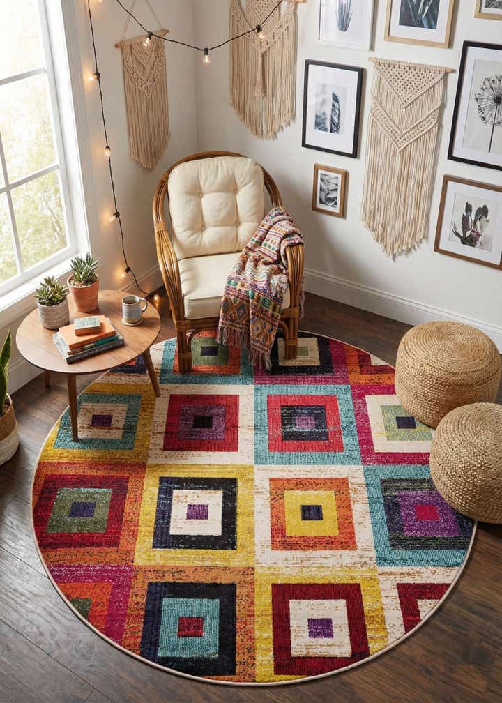 6' x 6' Washable Casablanca Round Rug