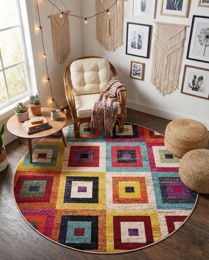 6' x 6' Washable Casablanca Round Rug
