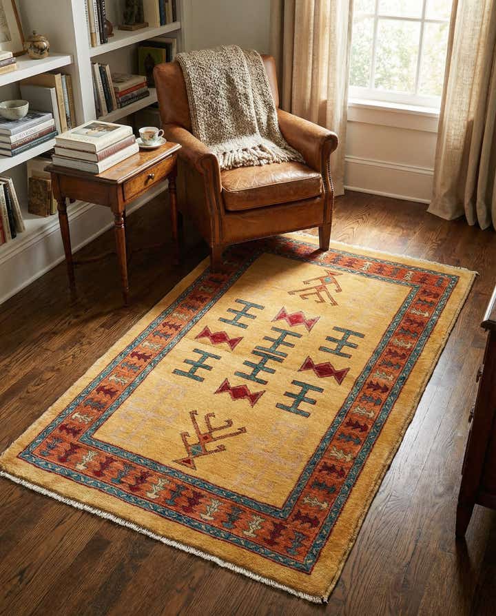 3' 4 x 5' 5 Hand Knotted Ziegler Wool Rug