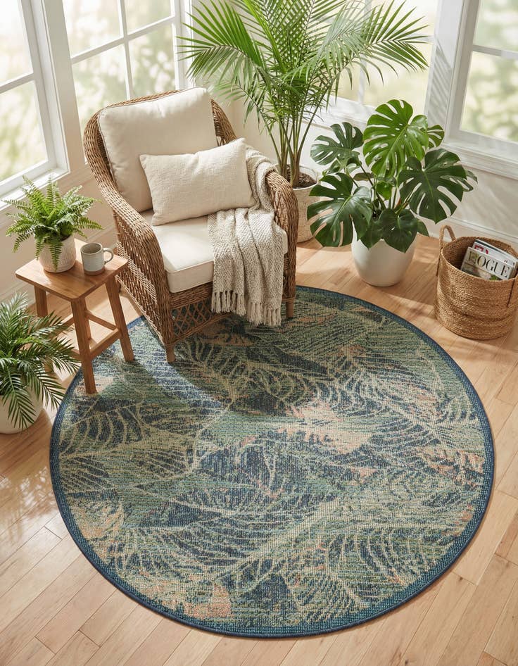 Detail image of 5' 3 x 5' 3 Easy-Clean Baja Indoor / Outdoor Round Rug