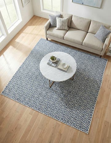 Blue Easy-Clean Jill Zarin Costa Rica Indoor / Outdoor Square Rug