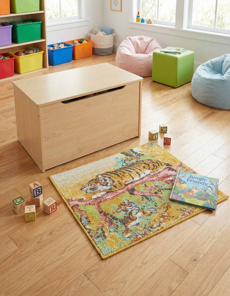 Detail image of 2' 2 x 3' 1 Tiger Whimsy Kids Rug