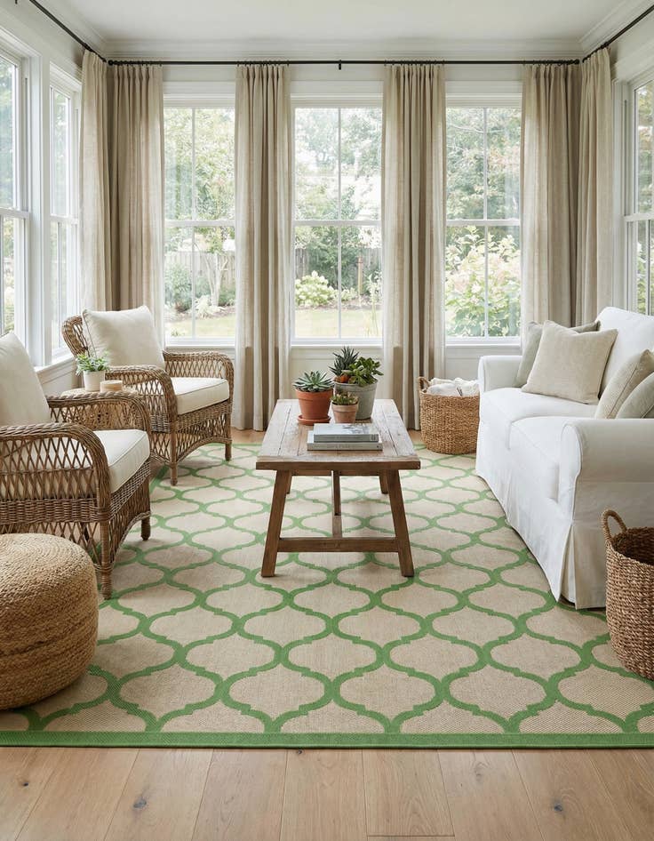 Detail image of 8' x 11' 4 Easy-Clean Trellis Indoor / Outdoor Rug