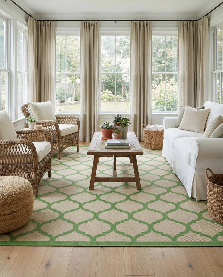 Detail image of 8' x 11' 4 Easy-Clean Trellis Indoor / Outdoor Rug