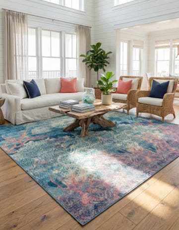 12' x 12' Easy-Clean Coastal Indoor / Outdoor Square Rug
