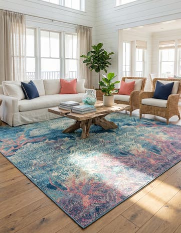 12' x 12' Easy-Clean Coastal Indoor / Outdoor Square Rug