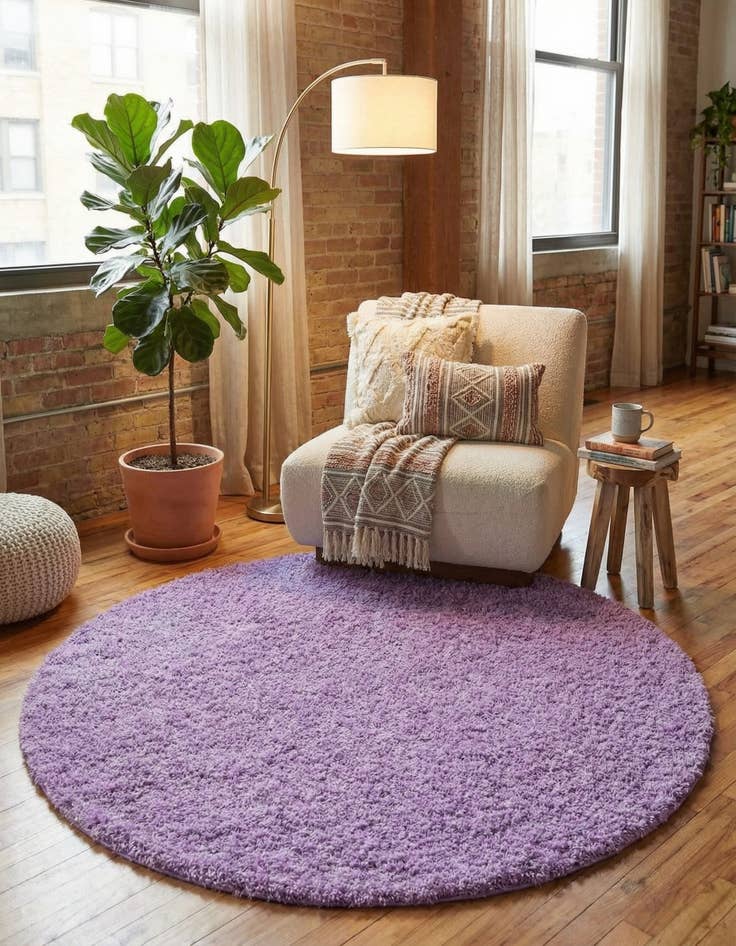 Detail image of 5' 3 x 5' 3 Solid Shag Round Rug