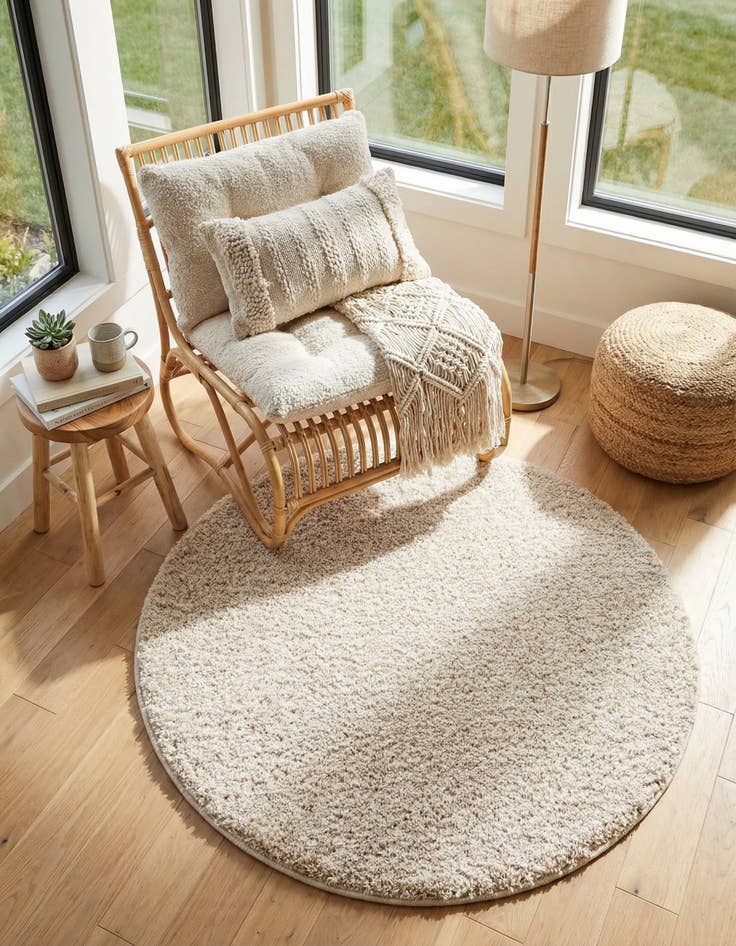 Detail image of 3' 3 x 3' 3 Soft Solid Shag Round Rug